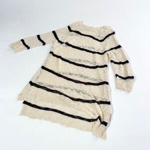 Pink Rose open weave striped tunic sweater